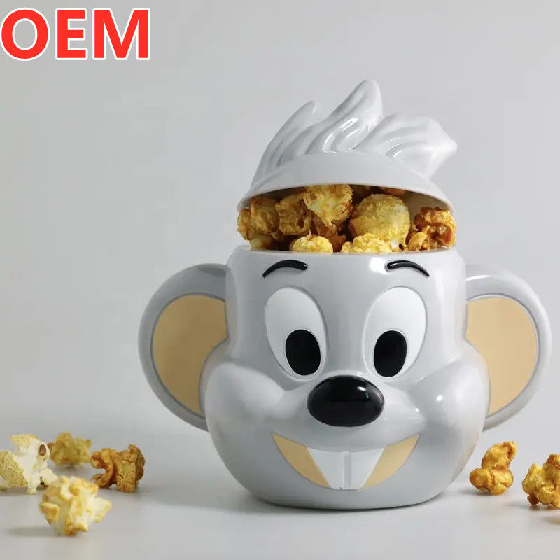 Custom Creative Cartoon Popcorn Bucket OEM Design 3d Container Popcorn Container