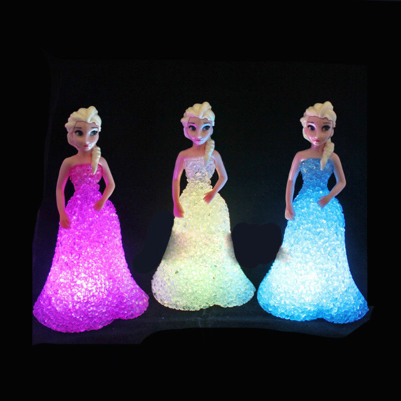 Mini tùy chỉnh Elsa Anna Sofia đèn LED màu sắc Đèn đáy tinh thể Đèn đêm Princess