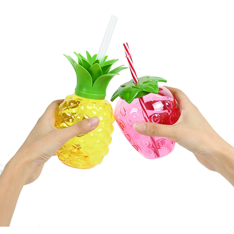 Ống hoa quả bằng nhựa tùy chỉnh với ống hút sữa dễ thương Cốc trà nước trái cây di động