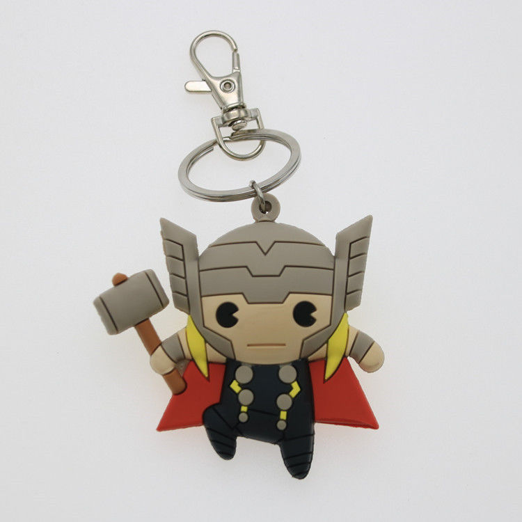 đồ chơi tùy chỉnh làm cho 3D phim hoạt hình anime Captain America Keychain cao su Custom Pvc Keychain
