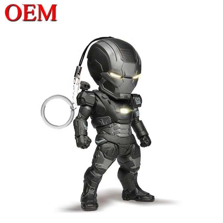 đồ chơi vinyl tùy chỉnh làm cho 3D LED phim hoạt hình Keychain phụ kiện nhựa KeyRing cho túi
