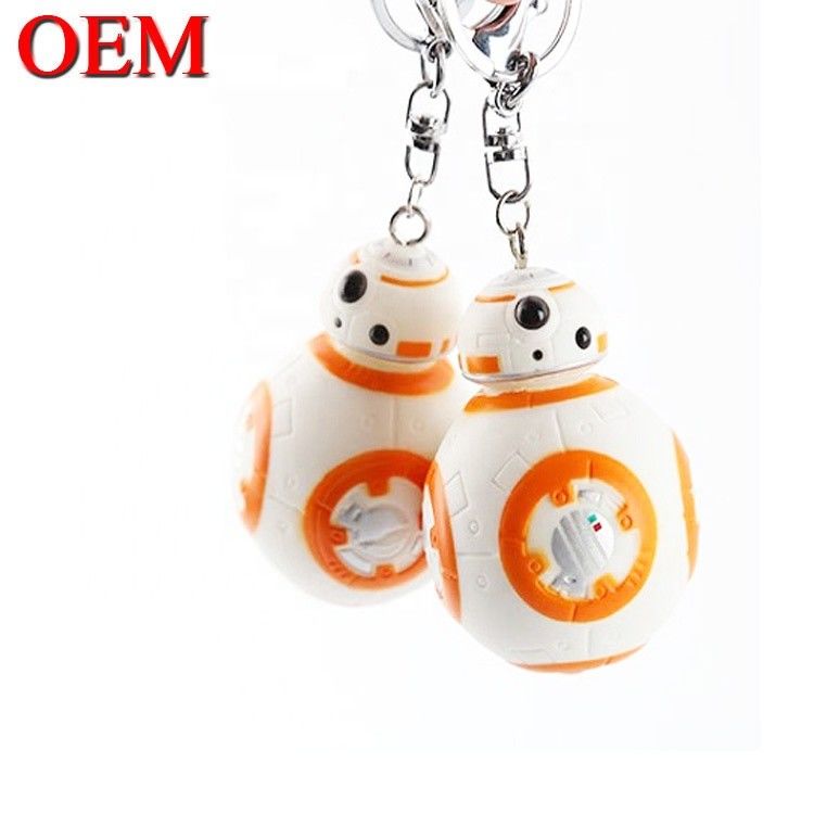 đồ chơi vinyl tùy chỉnh làm cho 3D LED phim hoạt hình Keychain phụ kiện nhựa KeyRing cho túi