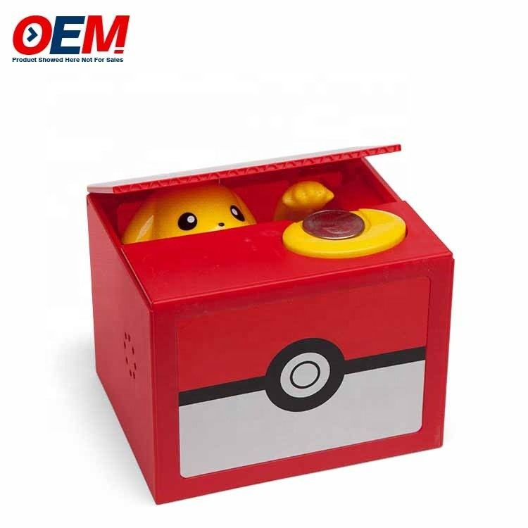 OEM nhà máy làm phim hoạt hình Plastic Coin Bank PVC Pika Với khóa khóa Piggy Bank Plastic