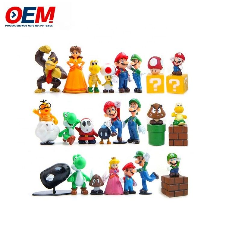 Nhà máy tùy chỉnh nhựa PVC vinyl đồ chơi fugure tùy chỉnh Kawaii hình Mario tập hợp đồ chơi Set