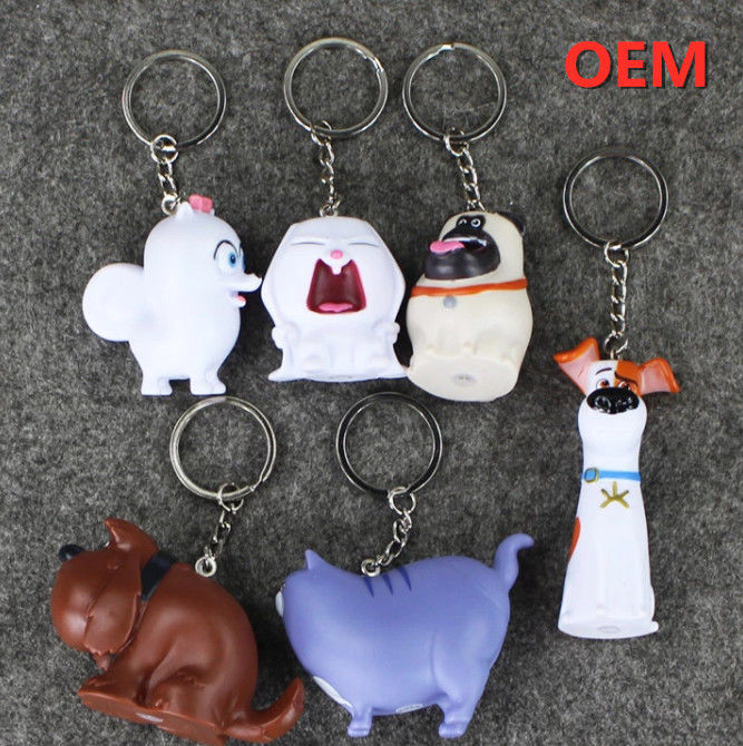 OEM Customized  Plastic PVC  Pretty Cartoon Figure Action keychain The Secret Life of Pets Toy