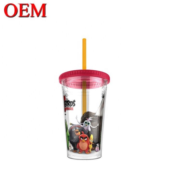 Hình dạng tùy chỉnh Cúp rơm nhựa có tường hai Cốc nước tái sử dụng OEM Nhà máy đồ chơi nhựa