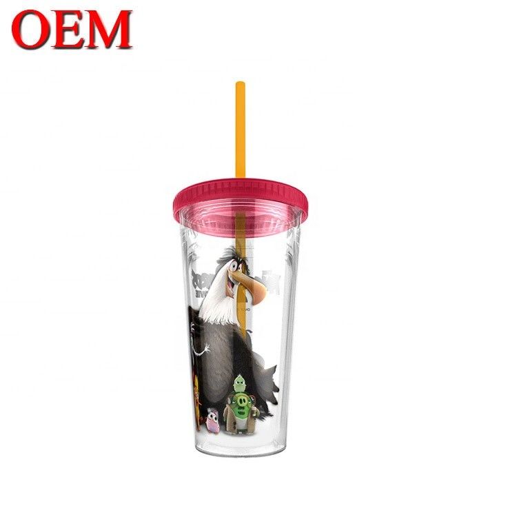Hình dạng tùy chỉnh Cúp rơm nhựa có tường hai Cốc nước tái sử dụng OEM Nhà máy đồ chơi nhựa