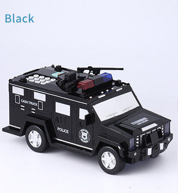 tùy chỉnh xe cảnh sát robot đồ chơi tiền xu ngân hàng phim hoạt hình với in ngón tay hộp tiền nhựa