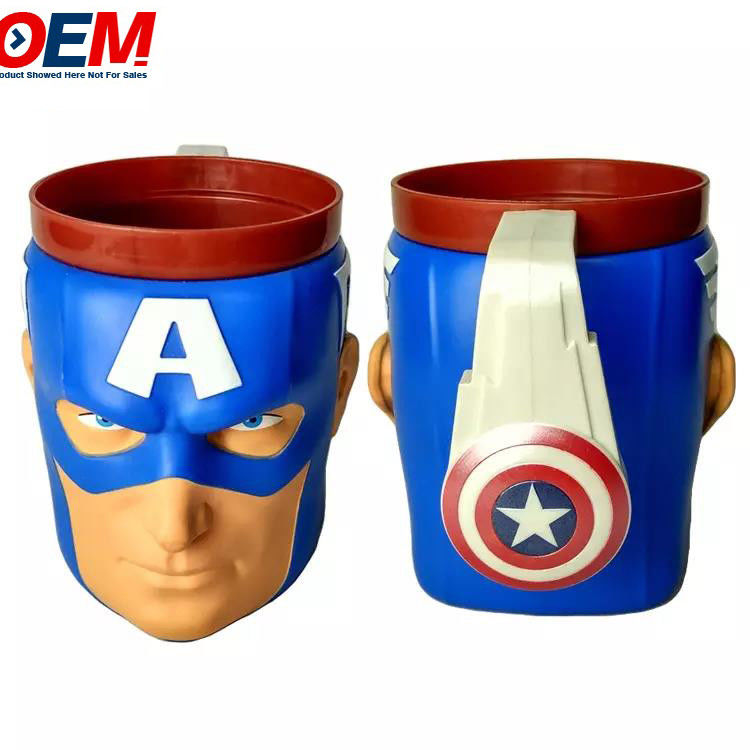 Nhựa 3d hình Popcorn Bucket Container hình anh hùng Captain Character Mug Supplier