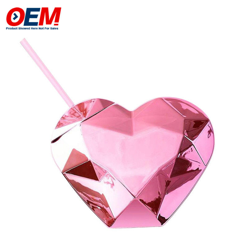 Custom PP Double Wall Cup With Straw OEM Sweet Heart 450ml Cốc nước bằng nhựa