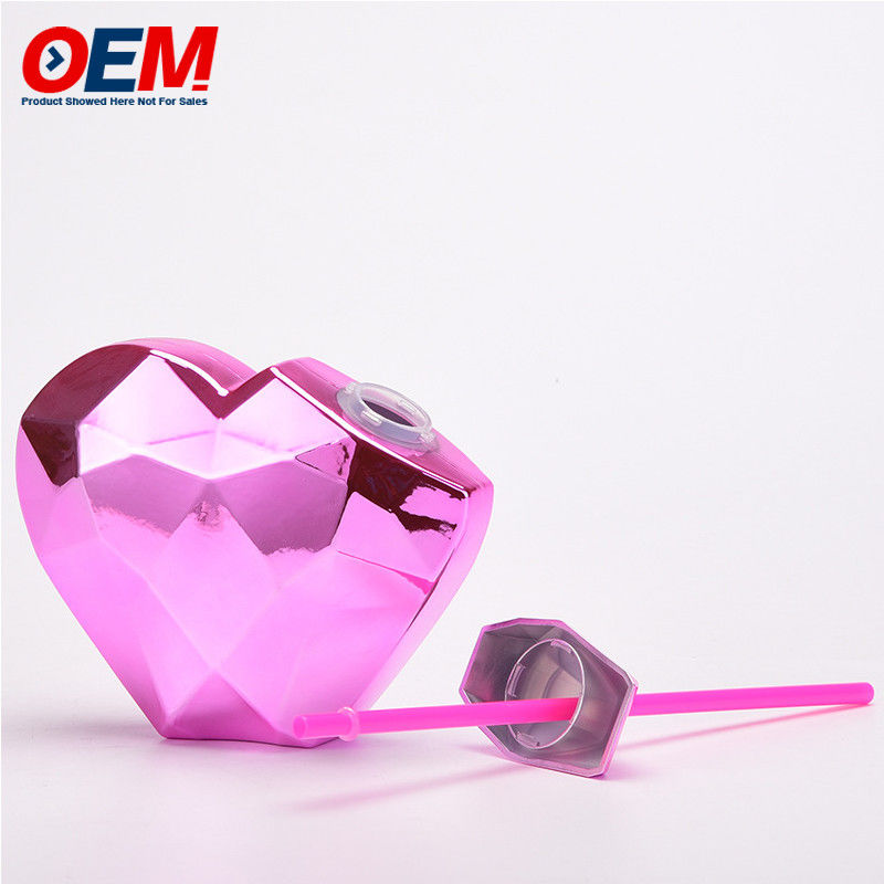 Custom PP Double Wall Cup With Straw OEM Sweet Heart 450ml Cốc nước bằng nhựa