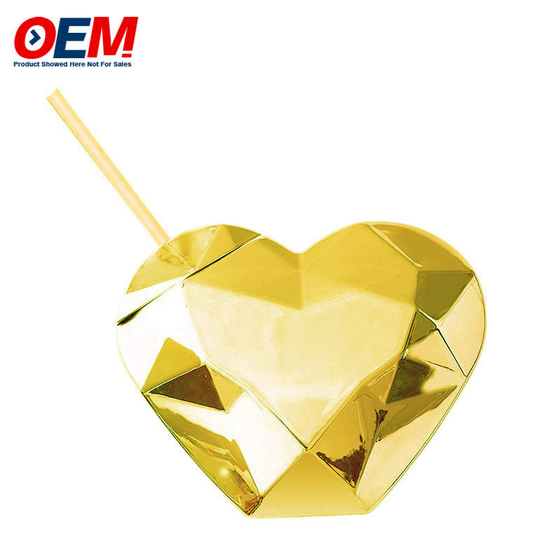 Custom PP Double Wall Cup With Straw OEM Sweet Heart 450ml Cốc nước bằng nhựa