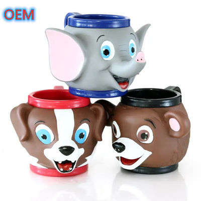 Cốc kem động vật hoạt hình bằng nhựa 3d tùy chỉnh Thiết kế OEM Cốc phim hoạt hình 3d