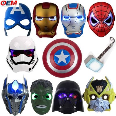 Mặt nạ Halloween tùy chỉnh PVC Siêu anh hùng Nhện Iron Hero Hulk Captain America Mặt nạ Costumes mặt nạ
